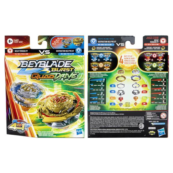 Imagem de Spinning Top Beyblade Burst QuadDrive Destruction Belfyre B7 e Decay Perseus P7