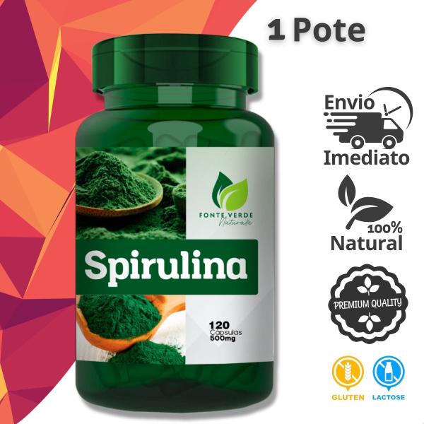 Imagem de Spirulina 100% Natural 120 Cáps - fonte Verde