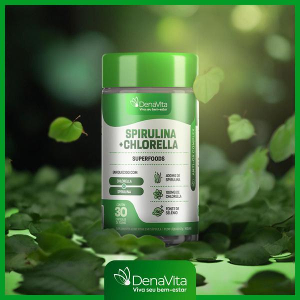 Imagem de Spirulina Com Chlorela 2x1, Rico em Proteínas, Vitaminas B, Selênio, Vegano, Denavita