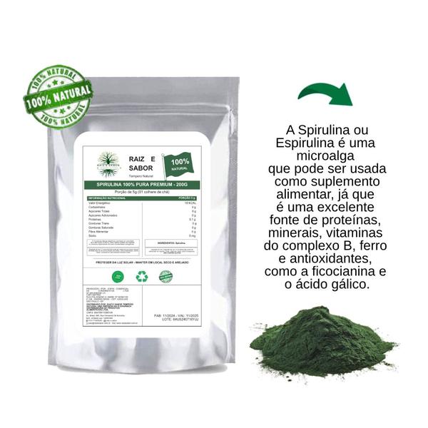 Spirulina em Pó 500g: Energia e Nutrição Completa, Kit com 2 - Raiz e Sabor Imagem de Spirulina em Pó 500g: Energia e Nutrição Completa, Kit com 2
