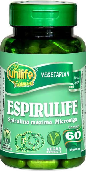 Imagem de Spirulina Espirulife Microalga Unilife 60 cápsulas de 500mg