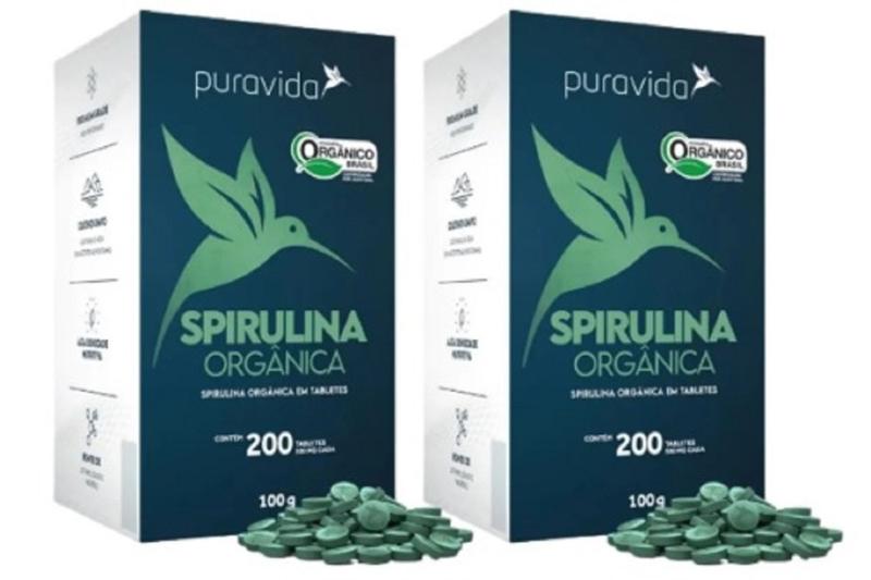 Imagem de Spirulina Premium Orgânica de 500 mg com 200 Tabletes de 100g - Pura Vida-Kit com 02 unidades