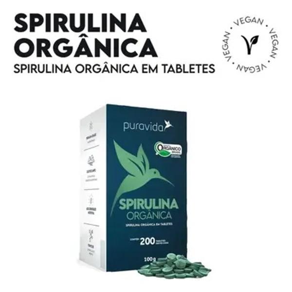 Imagem de Spirulina Premium Orgânica de 500 mg com 200 Tabletes de 100g - Pura Vida 