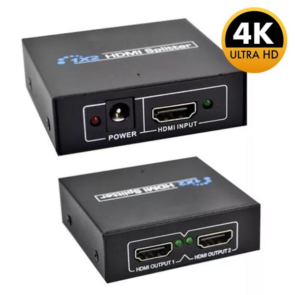 Imagem de Splitter Divisor HDMI 1x2 Full HD 4K Duplicador de Imagem 2 Telas Iguais