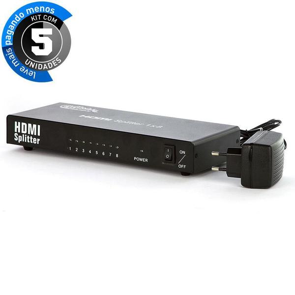 Imagem de Splitter Hdmi 1X8 Saidas - Kit Com 5