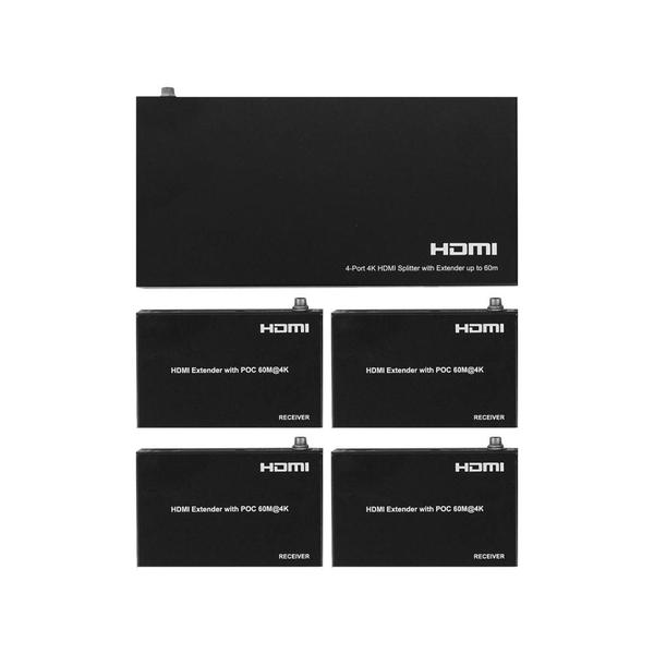 Splitter HDMI 4K 1x4 com 4 Extensores por CAT até 60m Encore Imagem de Splitter HDMI 4K 1x4 com 4 Extensores por CAT até 60m Encore