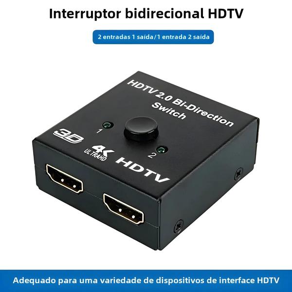 Imagem de Splitter HDMI 4K 60Hz 1x2 e 2x1 - Conversor com Dupla Porta