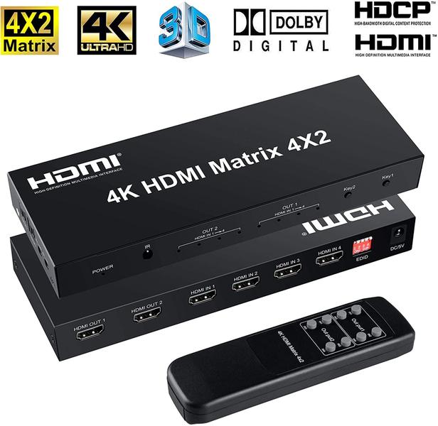 Imagem de Splitter Switch Matriz 2x4 Hdmi 4k 2k Ultra Full Hd 3d Fonte