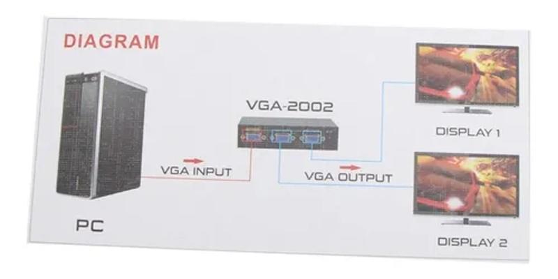 Imagem de Splitter Vga 1x2 Distribuidor / Divisor De Sinal De Video