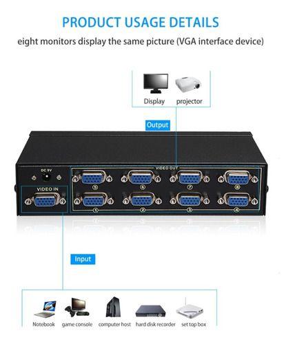 Imagem de Splitter Vga 1x8 Para Monitor Projetor Tv Multi Distribuidor