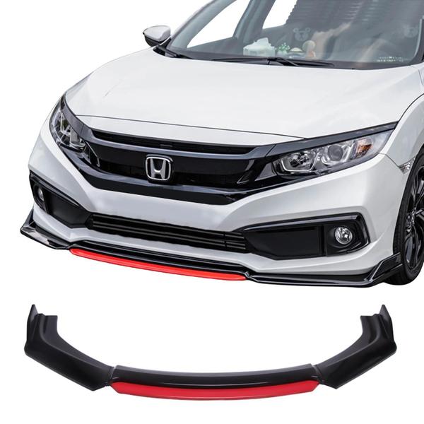 Imagem de Spoiler Dianteiro Honda Civic Black Piano Vermelho Para-Choq