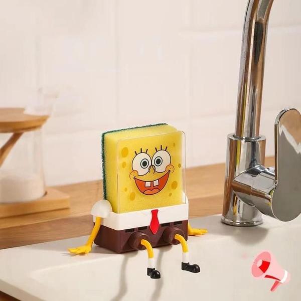 Imagem de SpongeBob SquarePants Escova De Lavar Louça Com Rack De Drenagem Escova De Pote De Pano De Pia De