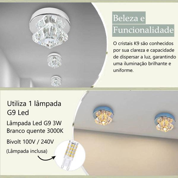 Imagem de Spot Cristal Sobrepor Plafon Prateado Lavabo Bet47 + Led