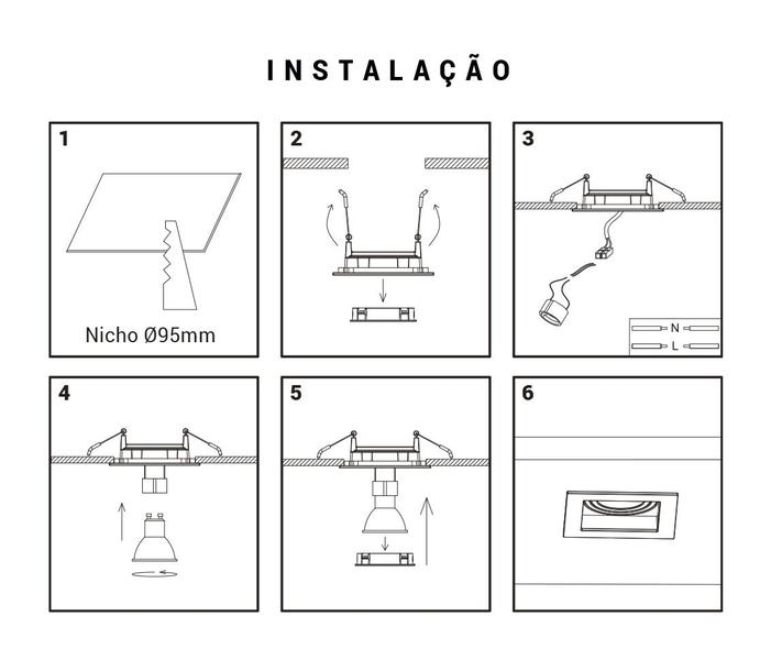 Imagem de Spot dicroica mr16 de embutir recuado Quadrado