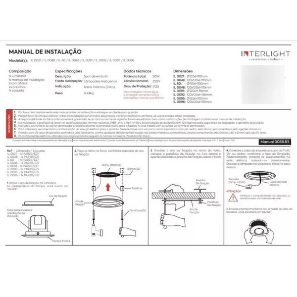 Imagem de Spot Embutido de Teto Quadrado Face Plana Par 20 E27 Branco Bivolt