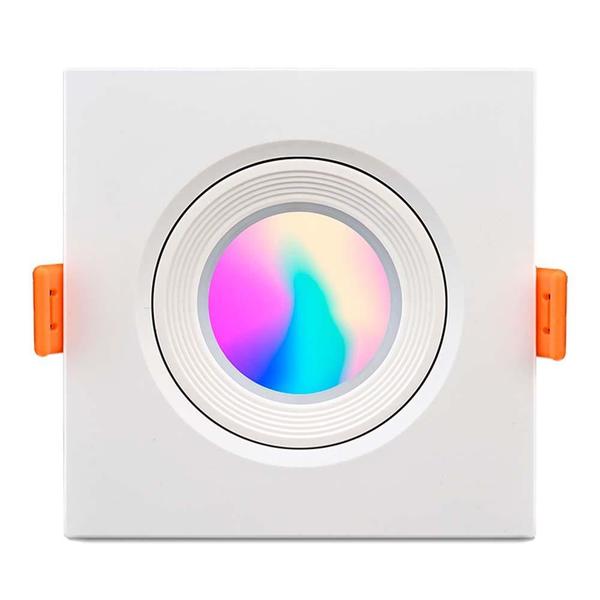 Imagem de Spot embutir 5w led rgb inteligente smart bivolt quadrado alexa google assistant