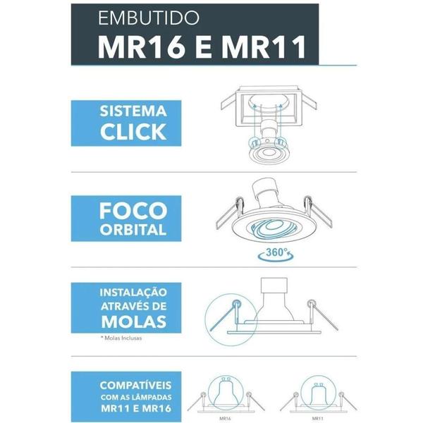 Imagem de Spot Embutir Dicróica MR16 Quadrado Recuado Branco Save Iluminação Embutida