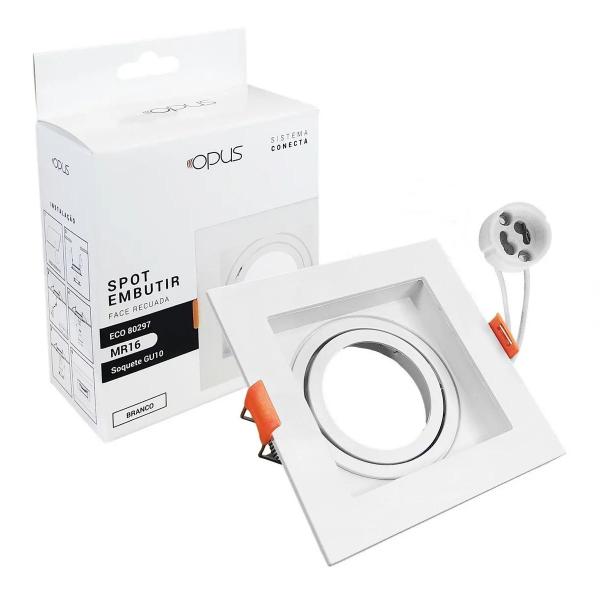 Spot Embutir Quadrado Face Recuada Gu10 Branco - OPUS Imagem de Spot Embutir Quadrado Face Recuada Gu10 Branco
