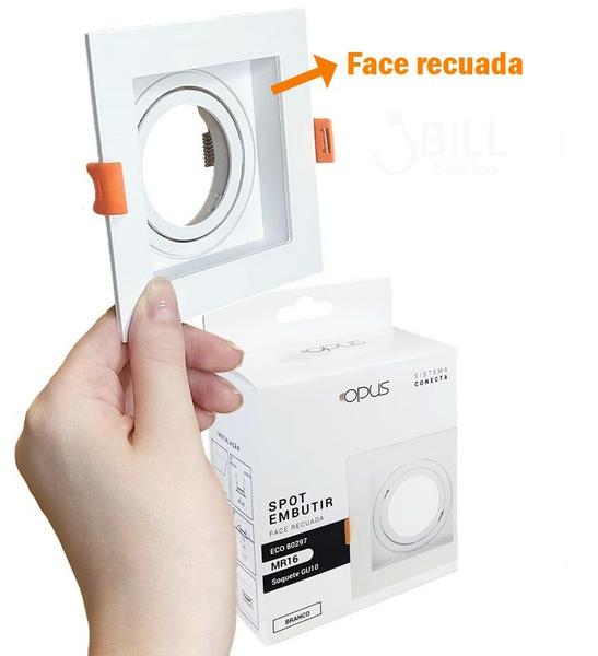 Spot Embutir Quadrado Face Recuada Gu10 Branco - OPUS Imagem de Spot Embutir Quadrado Face Recuada Gu10 Branco