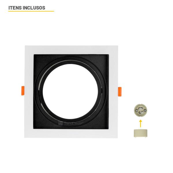 Spot Embutir Taschibra Conecta Quadrado Recuado AR111 1x GU10 Imagem de Spot Embutir Taschibra Conecta Quadrado Recuado AR111 1x GU10