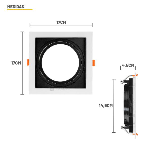 Spot Embutir Taschibra Conecta Quadrado Recuado AR111 1x GU10 Imagem de Spot Embutir Taschibra Conecta Quadrado Recuado AR111 1x GU10