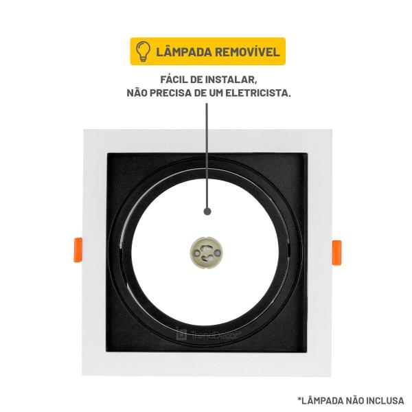 Spot Embutir Taschibra Conecta Quadrado Recuado AR111 1x GU10 Imagem de Spot Embutir Taschibra Conecta Quadrado Recuado AR111 1x GU10