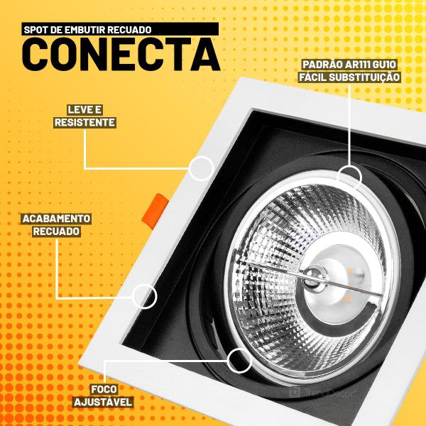 Spot Embutir Taschibra Conecta Quadrado Recuado AR111 1x GU10 Imagem de Spot Embutir Taschibra Conecta Quadrado Recuado AR111 1x GU10
