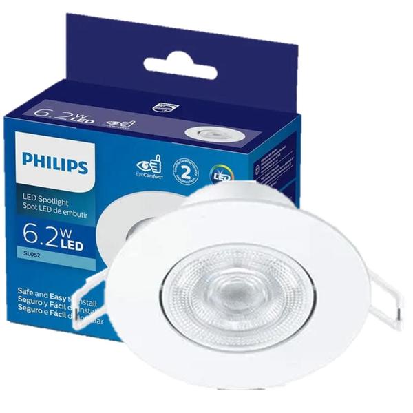 Imagem de Spot Led Philips Redondo Embutir 6.2w Luz Branca 6500K