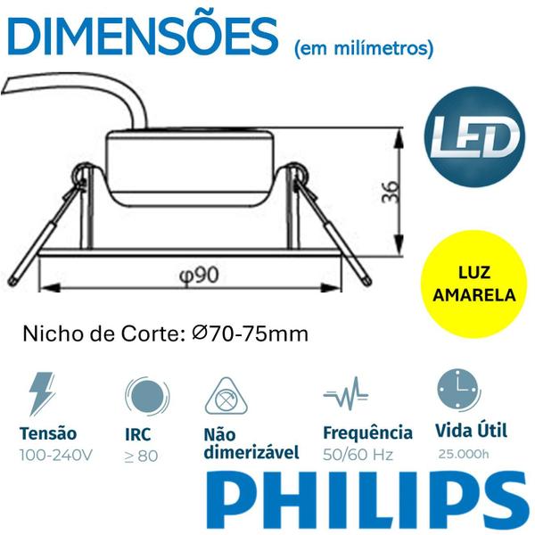 Imagem de Spot Led Philips Redondo Embutir 6.2w Luz Quente 2700K