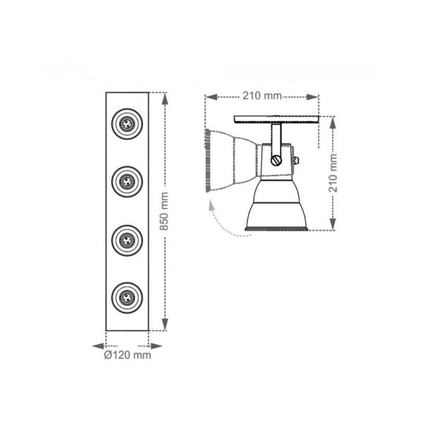 Imagem de Spot Linear Hol Taschibra 4XE27 Preto Bivolt