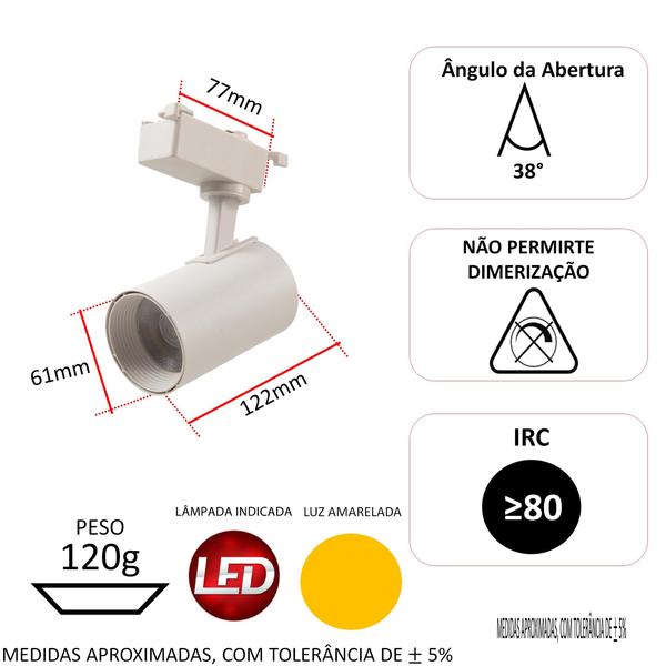 Imagem de Spot Trilho Led Eletrificado 12w Branco Quente 3000K