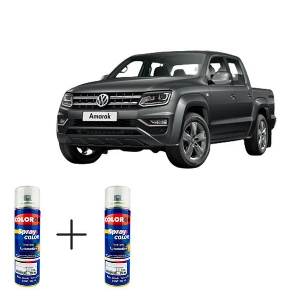 Imagem de Spray automotivo cinza indium vw + verniz spray 300ml