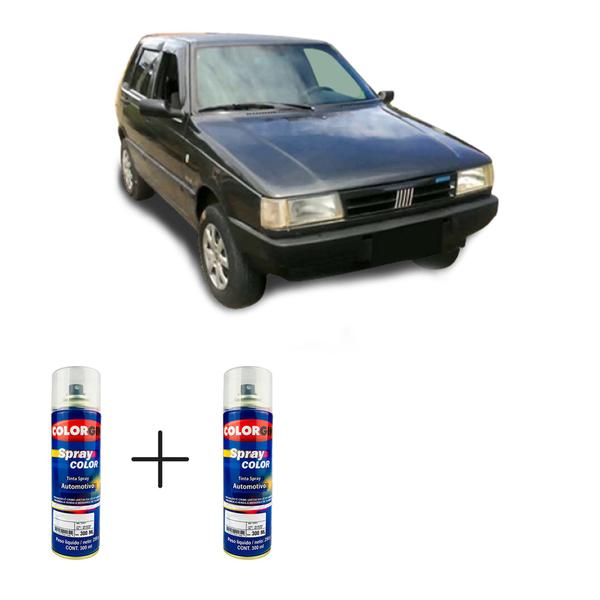 Imagem de Spray automotivo cinza savelha fiat + verniz spray 300ml