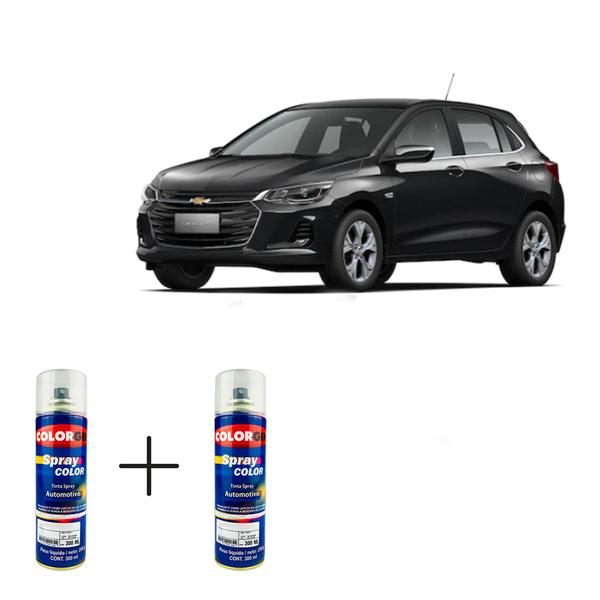 Imagem de Spray automotivo preto global + spray verniz 300ml