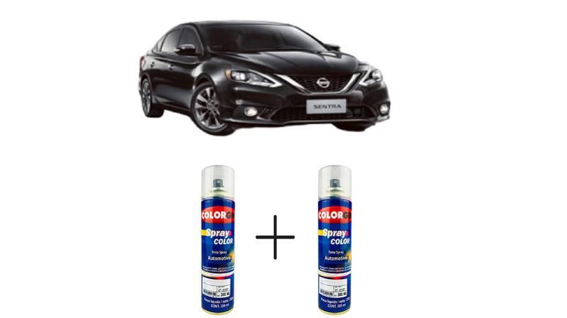 Imagem de Spray automotivo preto premium ii lisa - kh3 nissan + verniz spray 300ml