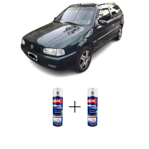 Imagem de Spray automotivo verde borneo perol vw + verniz spray 300ml