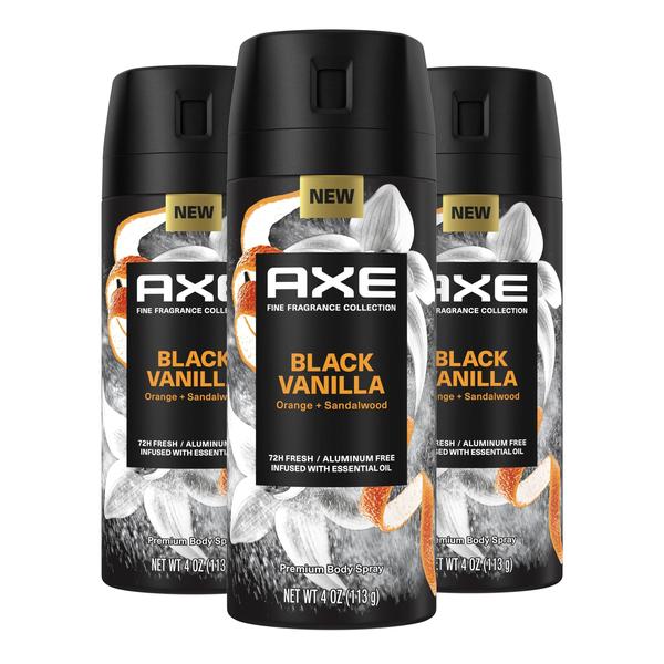 Imagem de Spray corporal AXE Fine Fragrance Black Vanilla, 120 ml, pacote com 3 unidades