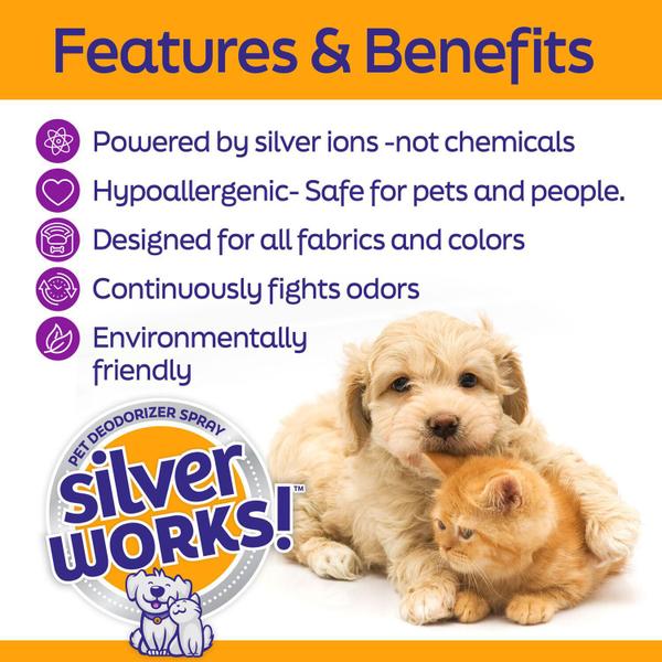 Imagem de Spray eliminador de odores para animais de estimação SilverWorks! para casa 500mL