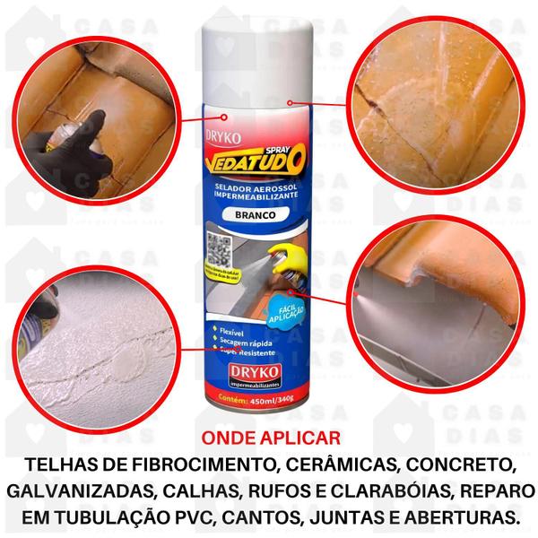 Imagem de Spray Emborrachado Impermeabilizante Para Calha Telha Telhado Vazamento De Agua Borracha Liquida Vedante