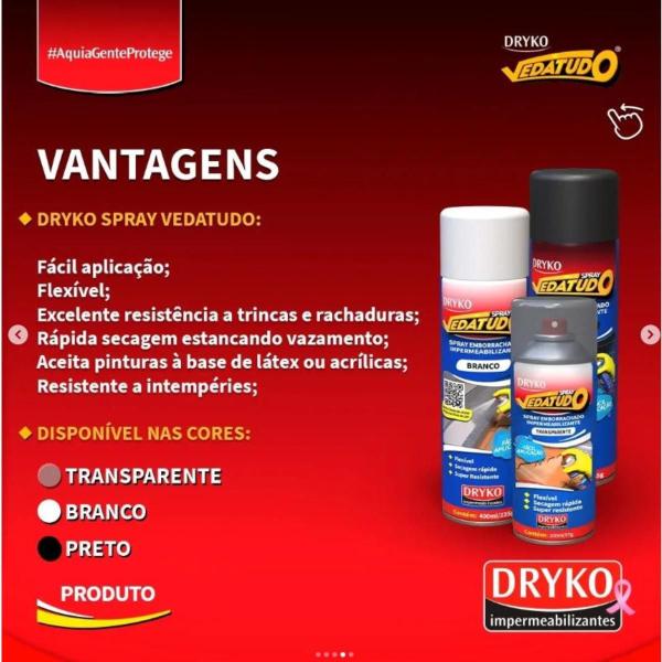 Imagem de Spray Emborrachado Manta Impermeabilizante Transparente Vedatudo Telhado Calha PVC 400ml Branca