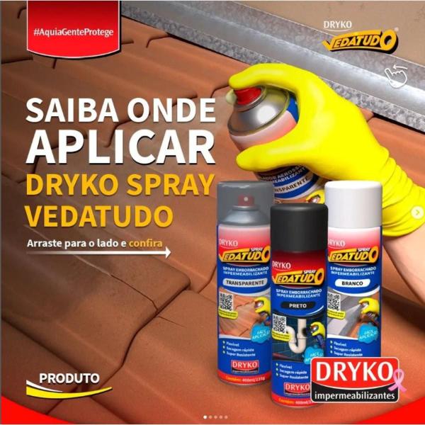 Imagem de Spray Emborrachado Manta Impermeabilizante Transparente Vedatudo Telhado Calha PVC 400ml Preta