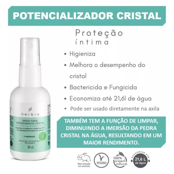 Imagem de Spray Higienizante para Desodorante Cristal Melaleuca Higienizador Krystall Herbia 60ml