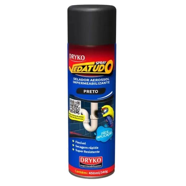 Spray Impermeabilizante Emborrachado Vedatudo Preto 400ml - SPRAYIMP-PRETO - DRYKO Imagem de Spray Impermeabilizante Emborrachado Vedatudo Preto 400ml - SPRAYIMP-PRETO - DRYKO