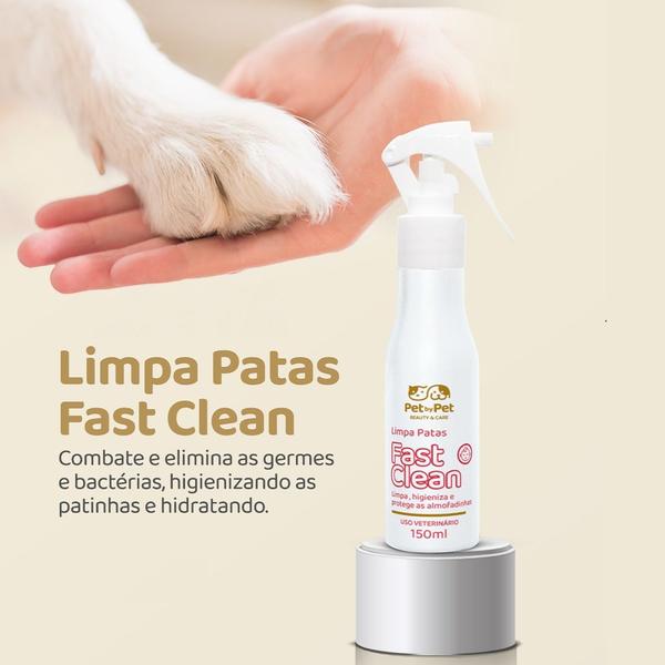 Imagem de Spray Limpa Patas Fast Clean Pet by Pet Cachorro e Gato Higienizador E Hidratante 150ml Com Perfurme Suave e Secagem Rápida 