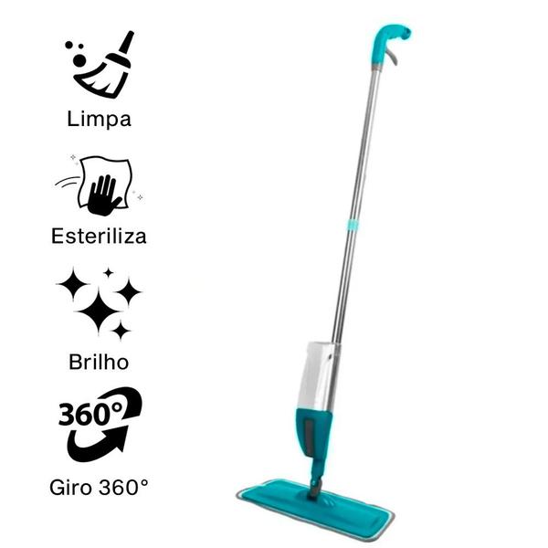 Imagem de Spray Mop Esfregão Com Reservatório De Água Com Microfibra Rodo Para Limpeza Borrifador Limpa