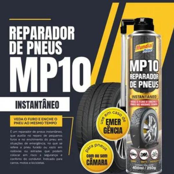 Imagem de Spray Reparador De Pneu Mp10 Veda Furo Mundial Prime 400ml