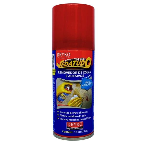 Imagem de Spray Tira Cola Removedor Adesivo Silicone Vidro Dryko 100ml Mancha Difícil Caneta Giz Cera Óleo ResíduoFitaEtiqueta