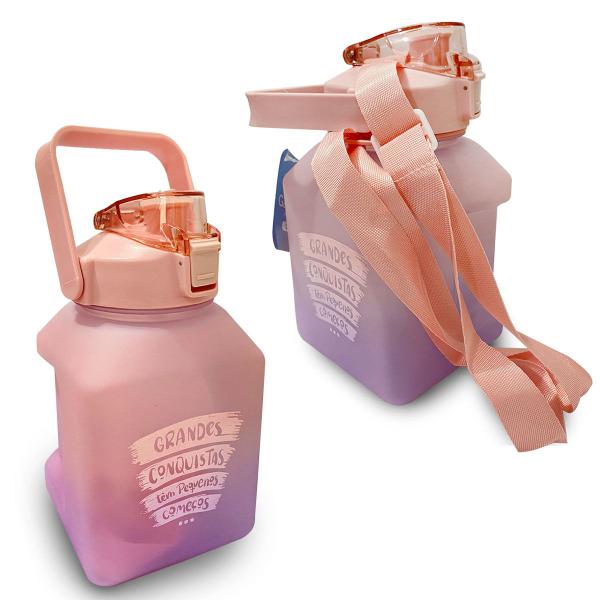 Imagem de Squeeze 1,5L Garrafa Rosa e Roxo Treino para Academia Fitness Super Colorida