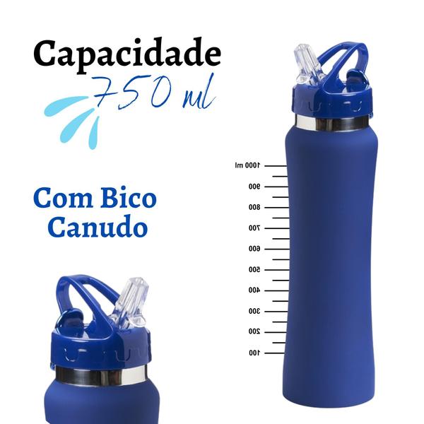 Imagem de Squeeze de alumínio 750ml Garrafa de Água C/ bico e canudo