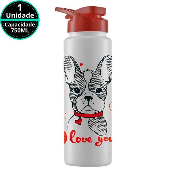 Imagem de Squeeze de Plástico Sport Branca Dog Love 750 ml